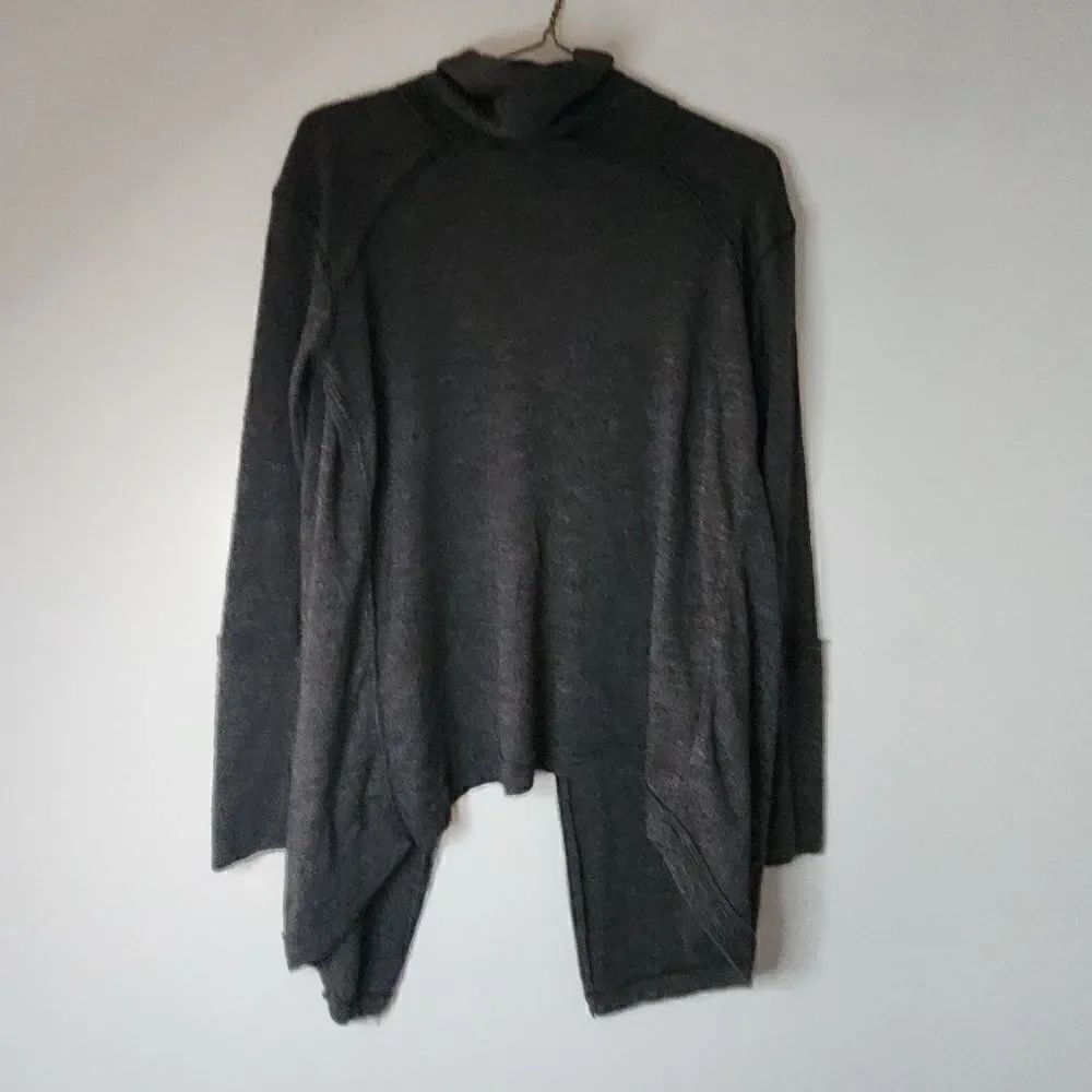 We The Free Black Knit Split Back Turtleneck Long Sleeve Oversized Top medium